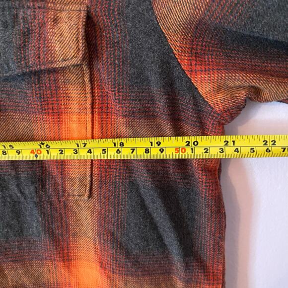 Old Navy Evermore Flannel Boyfriend Shirt Orange Black Plaid Women's size Small - Picture 6 of 8